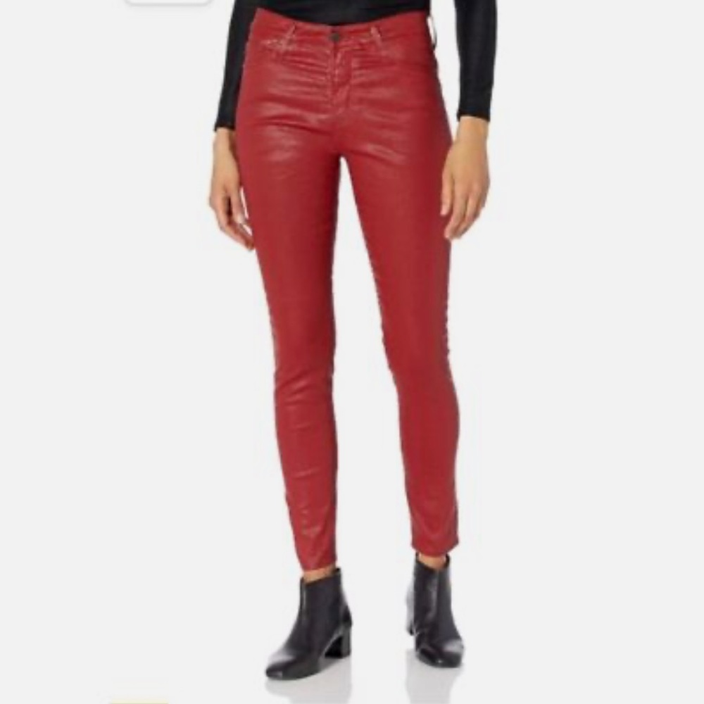 AG Farrah High Rise Skinny Women's Red Coated Leather Pants
